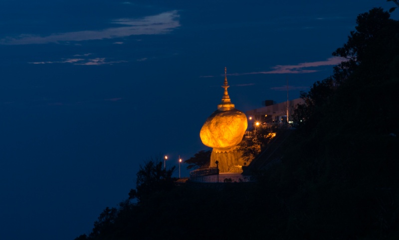 The Golden Rock at night, Kyaiktiyo Pagoda, Myanmar by Wandering Wheatleys