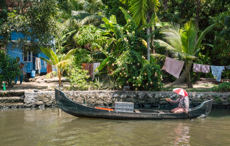 Canoe on the Backwaters of Kerala, India