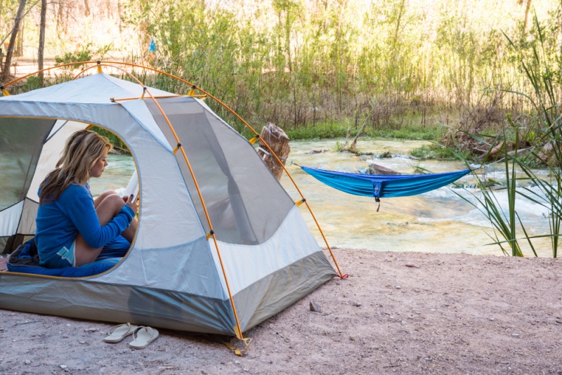 Camping vid Havasu Falls, Arizona genom att vandra Wheatleys