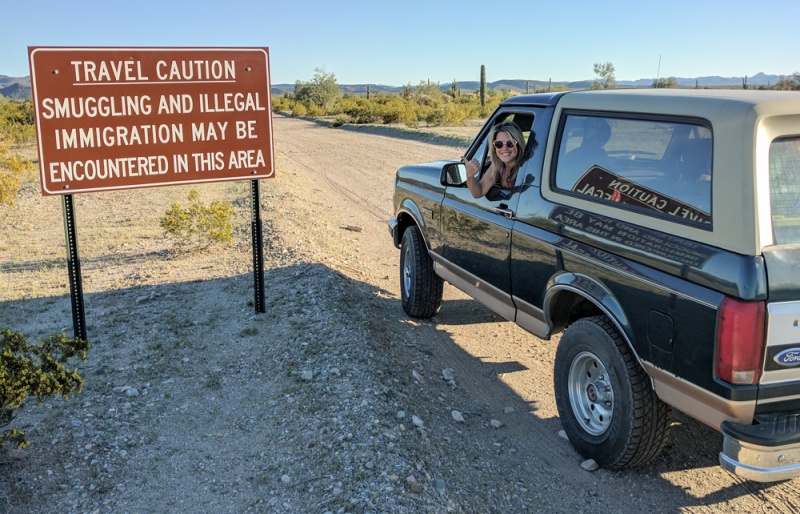 Tips and Secrets for First Time Travelers: How to Travel Safely and Smartly: Smuggling & Illegal Immigration Sign (Sonoran Desert, Phoenix, Arizona)