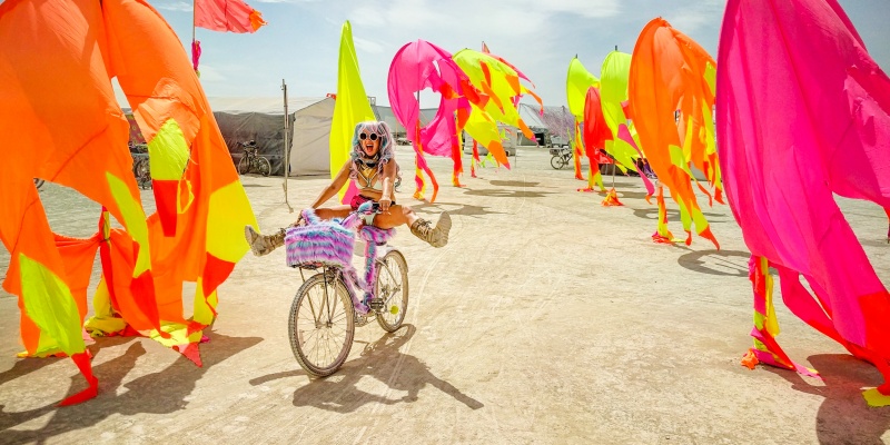 Riding bikes at Burning Man by Wandering Wheatleys