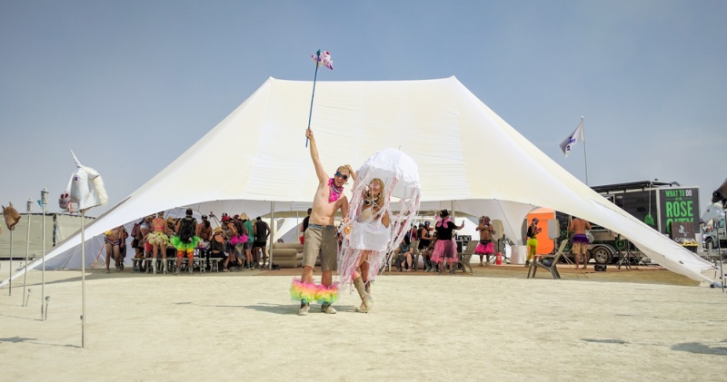Burning Man First Time: Burning Man Tips for First-Timers: Shade structure at Burning Man by Wandering Wheatleys