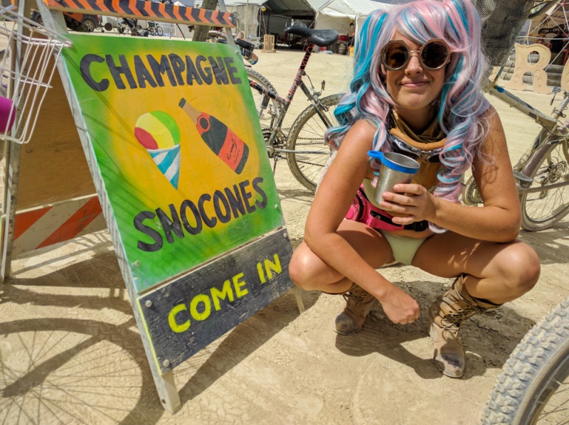 Burning Man First Time: Burning Man Tips for First-Timers: Champagne Snow cones at Burning Man by Wandering Wheatleys