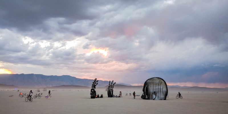 Burning Man sunset over Black Rock Desert, Nevada by Wandering Wheatleys