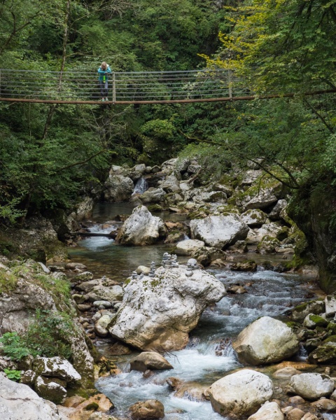 Best Day Hikes in Slovenia: Hiking Slovenia: Suspension Bridge in Tolmin Gorges, Slovenia by Wandering Wheatleys