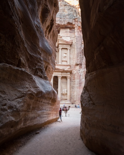 Guide to the Lost City of Petra, Jordan: View of the Treasury through the Siq, Petra, Jordan by Wandering Wheatleys