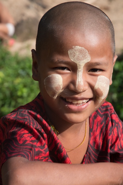 Burmese Girl wearing thanaka, Myanmar