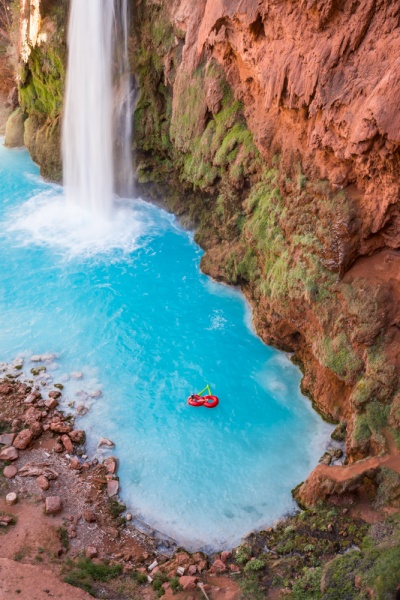 Floating beneath Havasu Falls, Arizona by Wandering Wheatleys