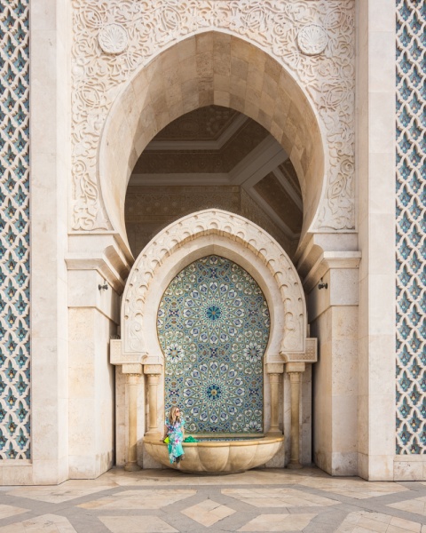 Fountain at Hassan II Mosque, Casablanca, Morocco by Wandering Wheatleys