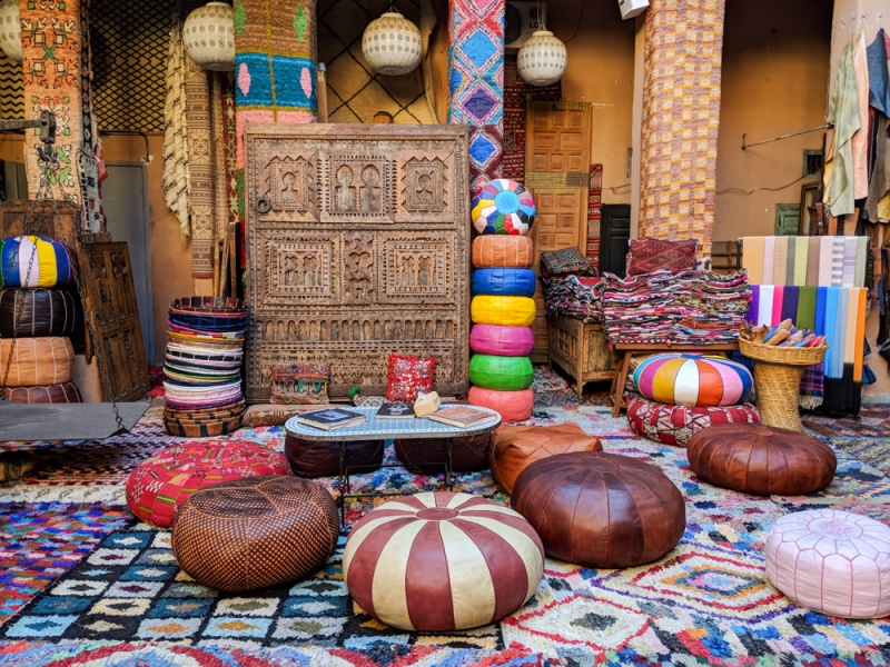Top Things to do in Marrakech, Morocco: Best Things to do in Marrakech: Leather cushions in the souk, Marrakesh, Morocco by Wandering Wheatleys