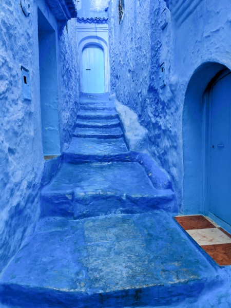 Blue Stairway in Chefchaouen, Morocco by Wandering Wheatleys
