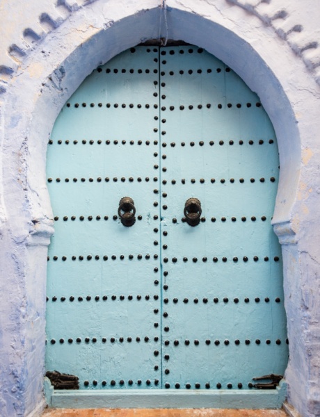Blue Door in Chefchaouen, Morocco by Wandering Wheatleys