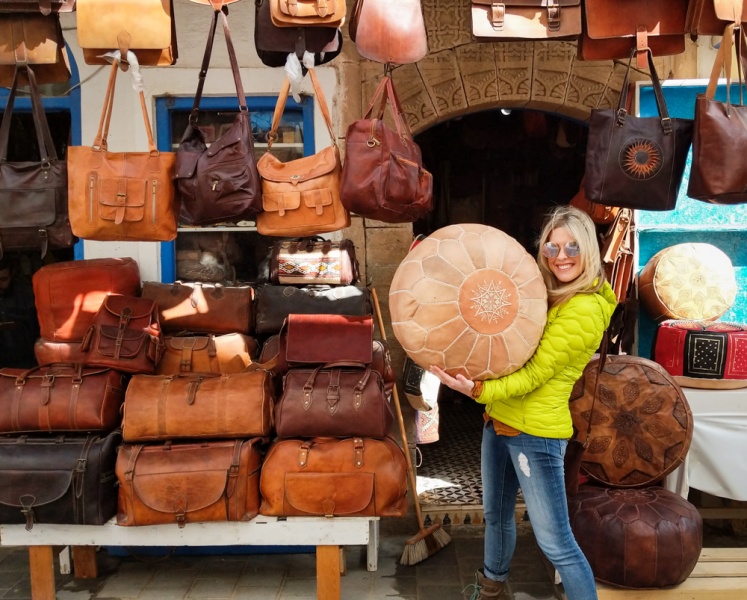 Shopping Guide for Morocco What to Buy and How Much to Spend: Leather Poof in Essaouira
