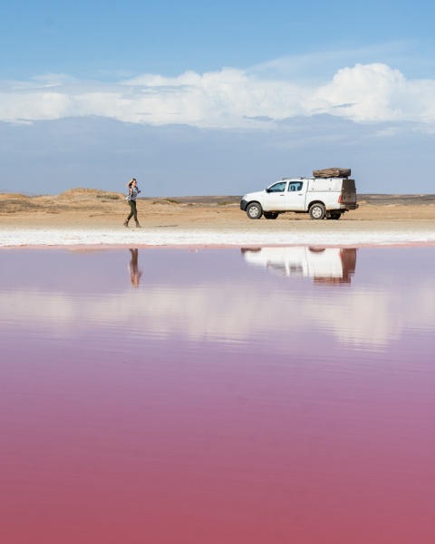 Namibia Self Drive Itinerary: Namibia Road Trip: Pink Lagoon on the Skeleton Coast, Namibia by Wandering Wheatleys