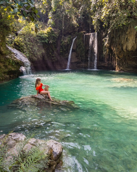 Cebu Waterfalls: Waterfalls in Cebu, Philippines: Second Level of Kawasan Falls, Cebu, Philippines
