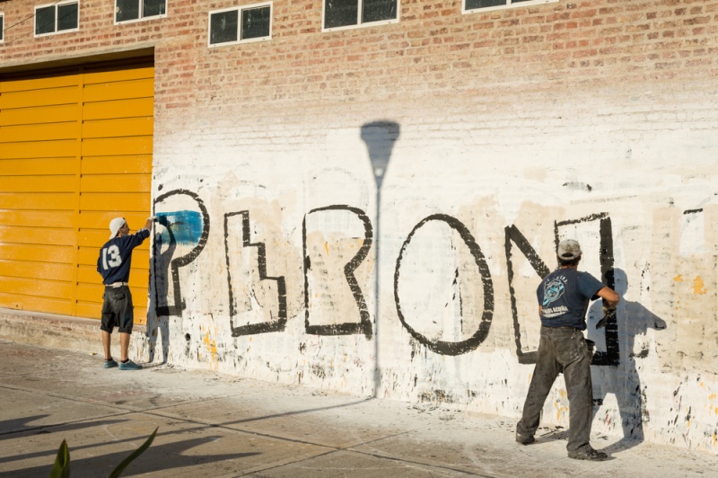 Painting a 'Peron' Mural, Buenos Aires, Argentina