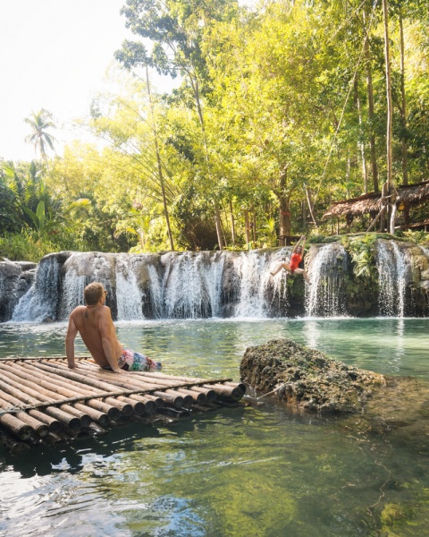 Siquijor Island Philippines: Things to do on Siquijor Island: Rope Swing at Cambugahay Falls, Siquijor, Philippines
