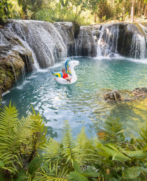 Siquijor Island Philippines: Things to do on Siquijor Island: Unicorn Pool Float at Cambugahay Falls, Siquijor, Philippines