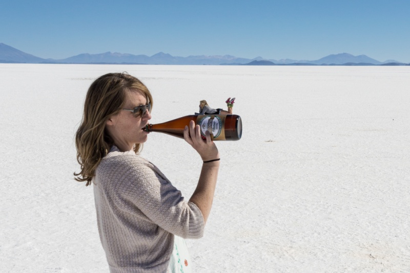 Uyuni Salt Flats, Bolivia: Track Perspective Photography - Beer Bottle