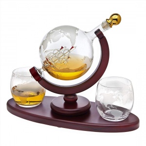 Romantic Gift Ideas for World Travelers: Godinger Whiskey Decanter Globe Set