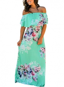 Most Comfortable Travel Dresses Happy Sailed Women's Floral Print Off-The-Shoulder Dress