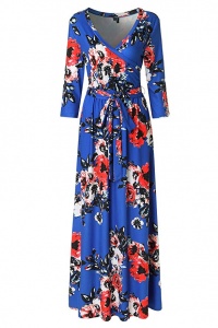 Most Comfortable Travel Dresses Zattcas Women's Floral Print Wrap Long Maxi Dress