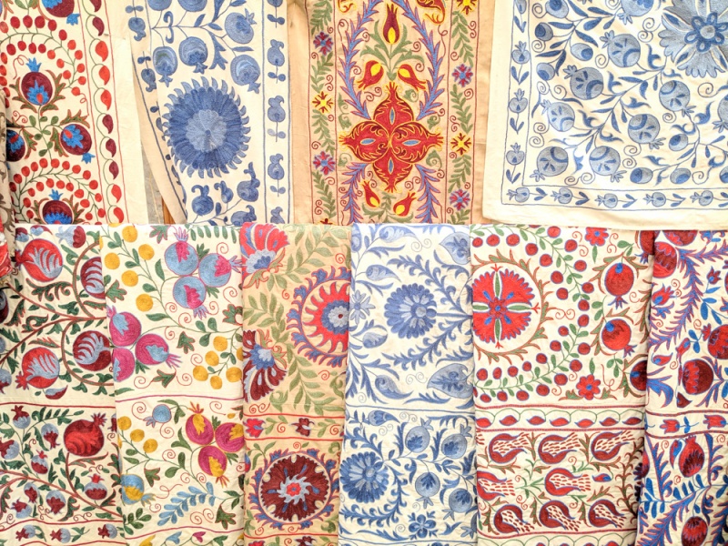 Shopping in Khiva, Uzbekistan: Handmade Suzanis