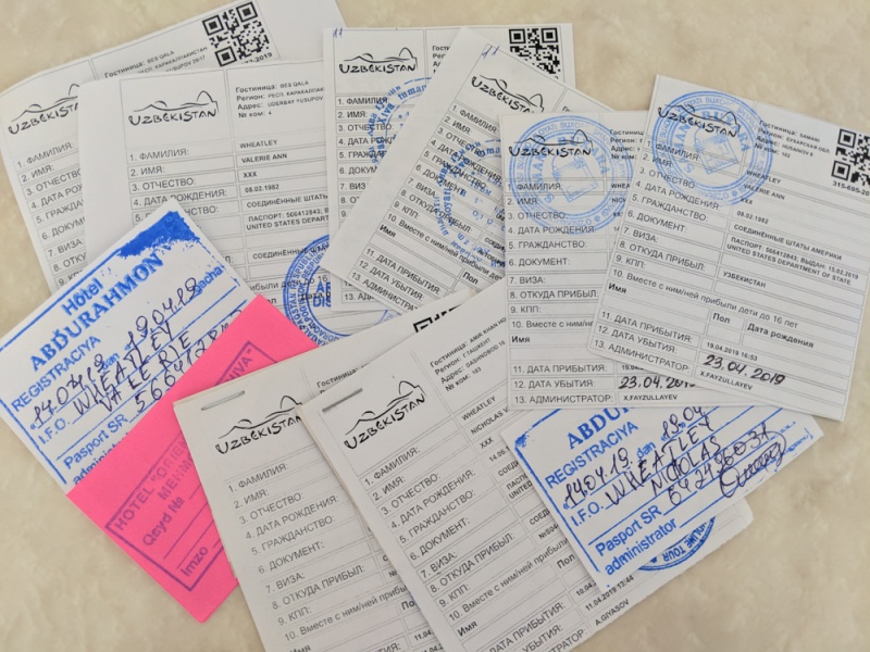 Tips for Visiting Uzbekistan & Things to Know: Hotel Registration Cards
