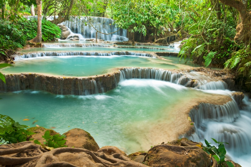 Best Places to Visit in Laos: Kuang Si Waterfall in Luang Prabang