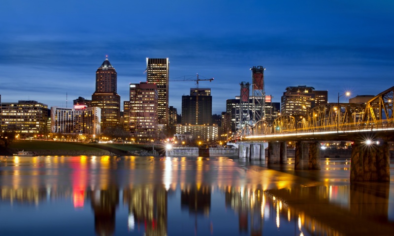 Best Portland Airbnbs: Portland Skyline at Night