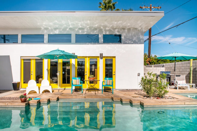 Best Airbnbs in Palm Springs, California: Colorful Poolside Studio