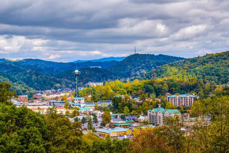 Cool Things to do in Tennessee: View of Gatlinburg from the Space Needle