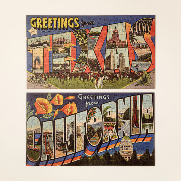 Travel Gift Ideas: Vintage State Postcard Puzzle