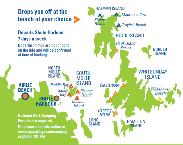 Camping on Whitsunday Island: Map