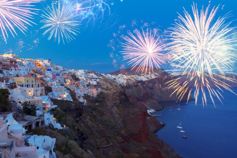 Unique Things to do in Santorini: Fireworks Show at the Ifestia Festival