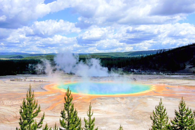 Best Things to do in Yellowstone National Park: Rainbow-Colored Grand Prismatic Spring