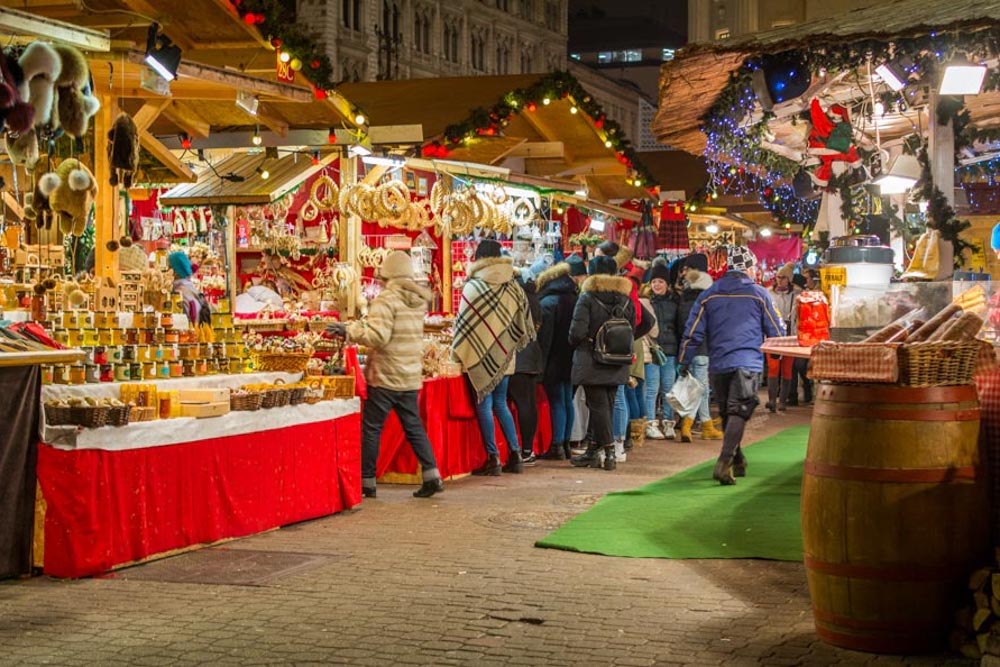 Festive Christmas Markets in Europe: Vorosmarty Square: Budapest, Hungary